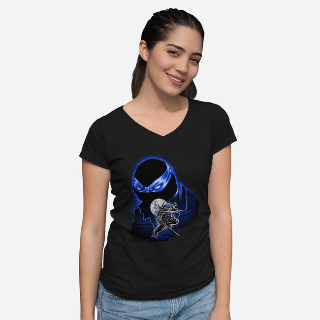 Katana Weilder Ninja-Womens-V-Neck-Tee-hypertwenty