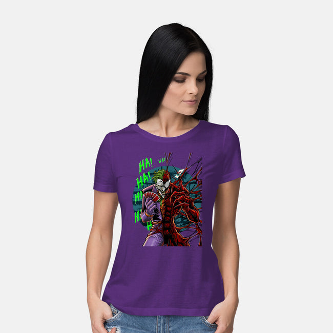 The Carnage That Laughs-Womens-Basic-Tee-Ozzy Fernandez