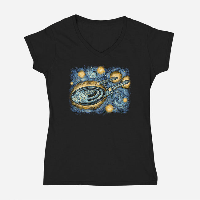 Starry Journey-Womens-V-Neck-Tee-momma_gorilla