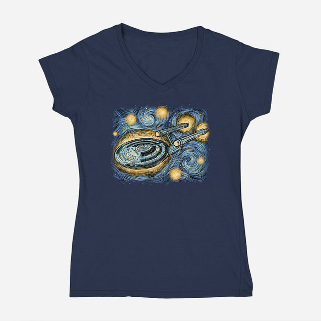 Starry Journey-Womens-V-Neck-Tee-momma_gorilla