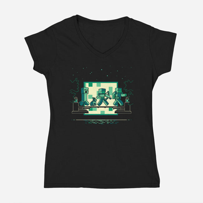 Hakuna Minecrafta-Womens-V-Neck-Tee-naomori