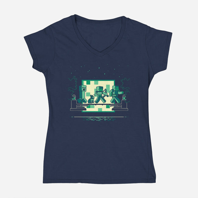 Hakuna Minecrafta-Womens-V-Neck-Tee-naomori