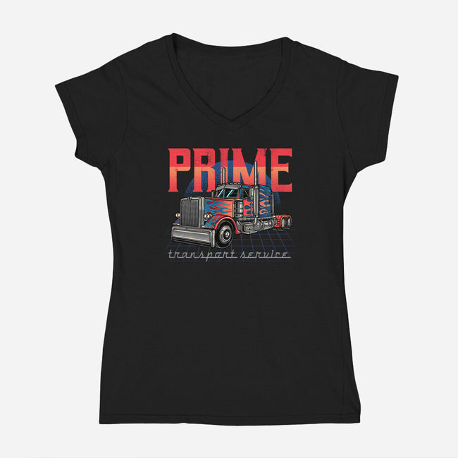 Prime Transport Service-Womens-V-Neck-Tee-momma_gorilla