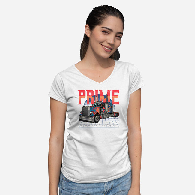 Prime Transport Service-Womens-V-Neck-Tee-momma_gorilla