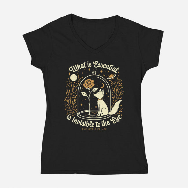 The Rose And The Fox-Womens-V-Neck-Tee-Popnotic