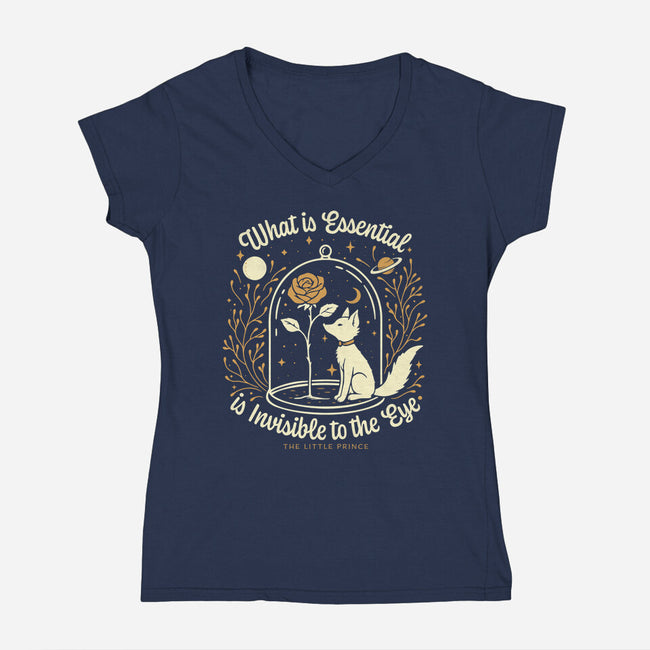 The Rose And The Fox-Womens-V-Neck-Tee-Popnotic