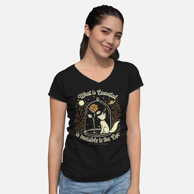 The Rose And The Fox-Womens-V-Neck-Tee-Popnotic