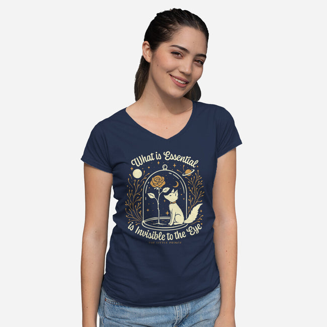 The Rose And The Fox-Womens-V-Neck-Tee-Popnotic