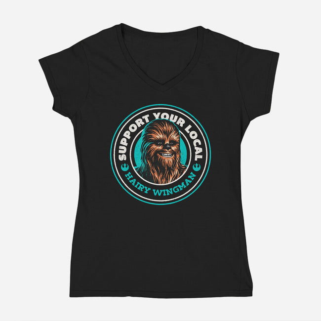 Support Your Local Hairy Wingman-Womens-V-Neck-Tee-Herk Up Tees