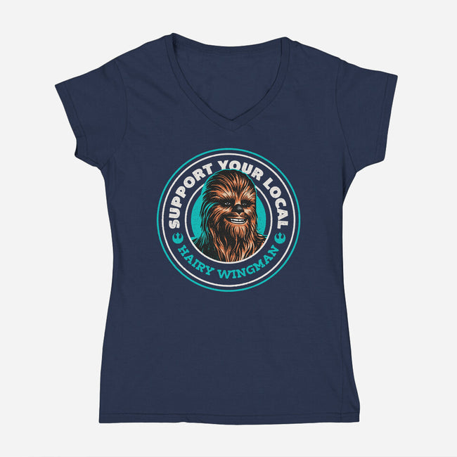 Support Your Local Hairy Wingman-Womens-V-Neck-Tee-Herk Up Tees