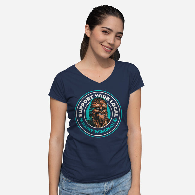 Support Your Local Hairy Wingman-Womens-V-Neck-Tee-Herk Up Tees