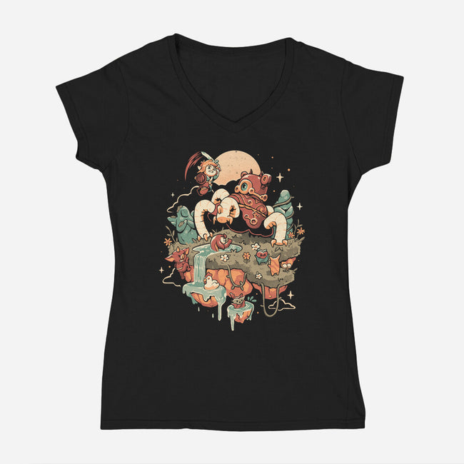 Legend Island-Womens-V-Neck-Tee-eduely