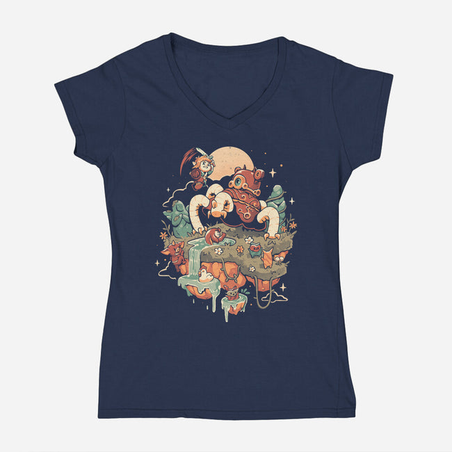 Legend Island-Womens-V-Neck-Tee-eduely