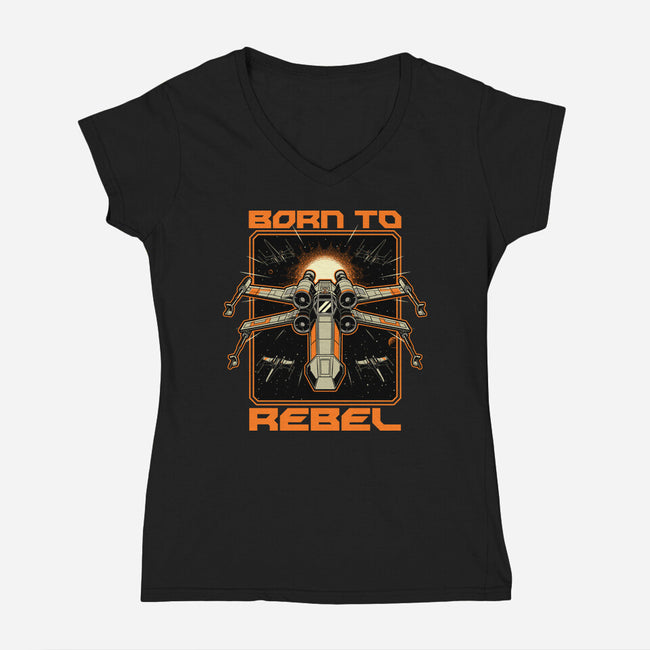 Space War Rebel-Womens-V-Neck-Tee-Studio Mootant