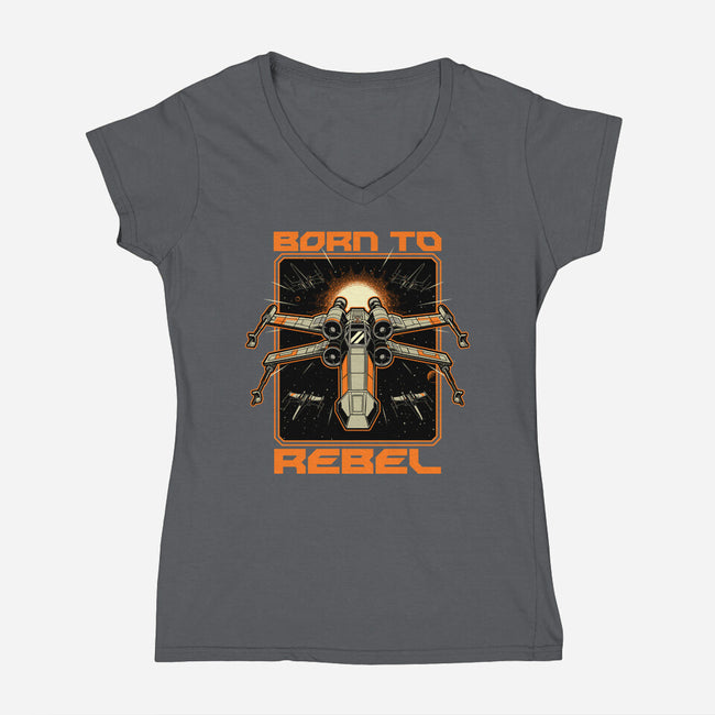 Space War Rebel-Womens-V-Neck-Tee-Studio Mootant