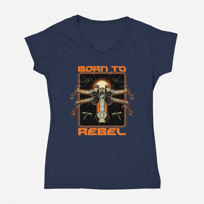 Space War Rebel-Womens-V-Neck-Tee-Studio Mootant
