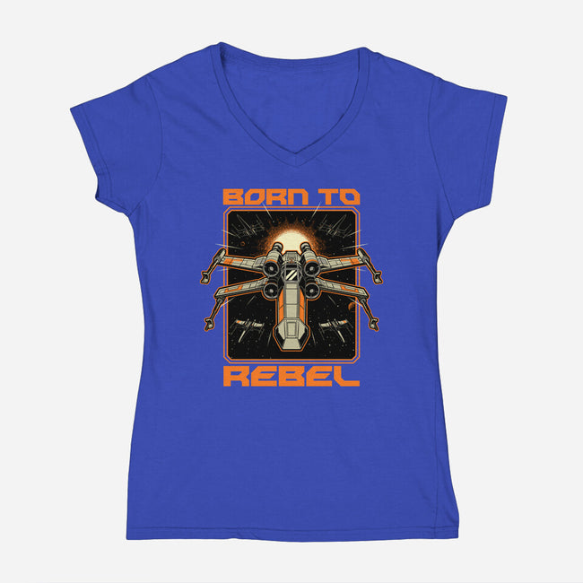Space War Rebel-Womens-V-Neck-Tee-Studio Mootant