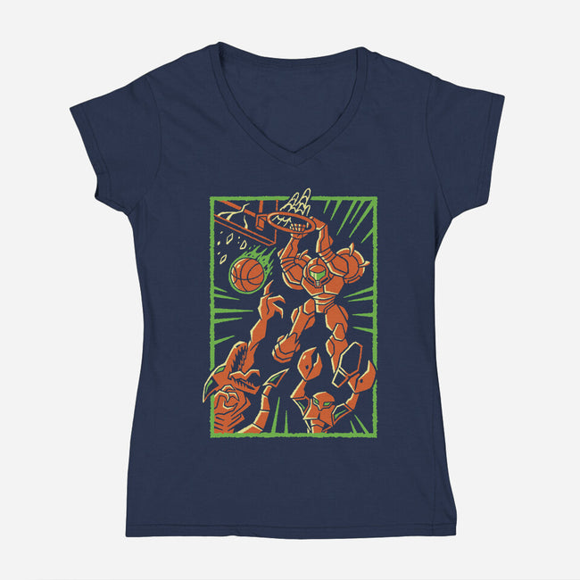 Space Slam-Womens-V-Neck-Tee-Henrique Torres
