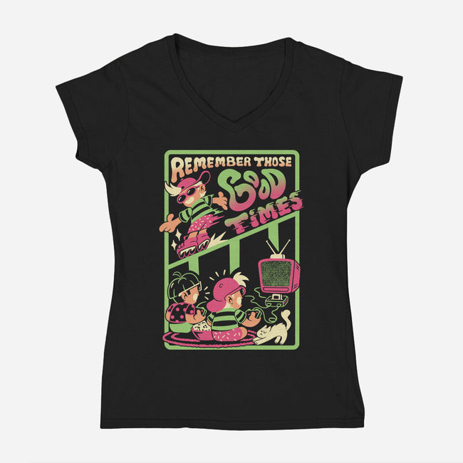 Remember Those Good Times-Womens-V-Neck-Tee-Henrique Torres