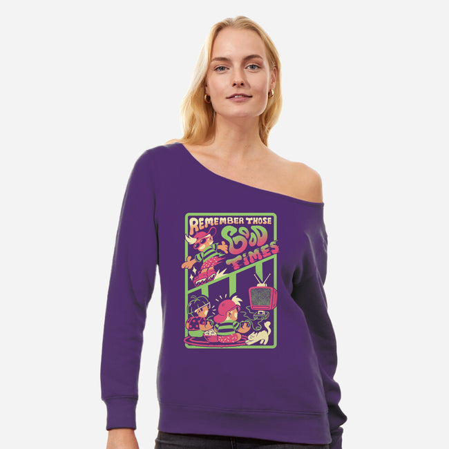 Remember Those Good Times-Womens-Off Shoulder-Sweatshirt-Henrique Torres