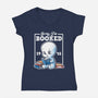 Booked Friendly Ghost-Womens-V-Neck-Tee-NemiMakeit