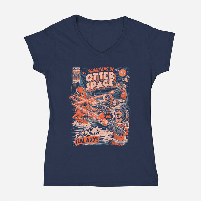 Guardians Of Otter Space-Womens-V-Neck-Tee-eduely
