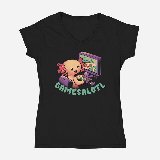 Gamesalotl-Womens-V-Neck-Tee-worlddominationforcats
