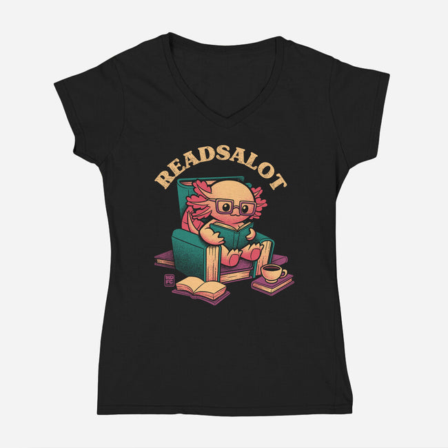 Readsalot-Womens-V-Neck-Tee-worlddominationforcats