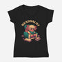 Readsalot-Womens-V-Neck-Tee-worlddominationforcats