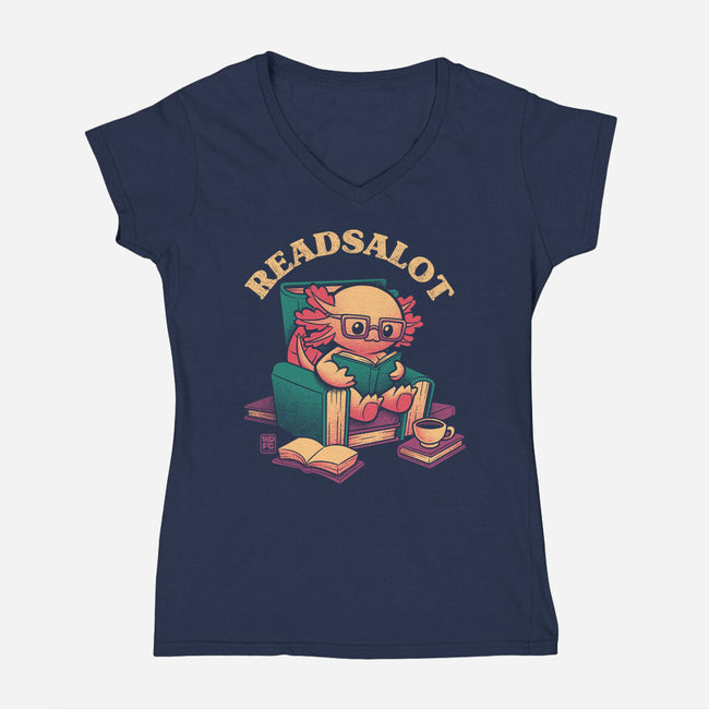 Readsalot-Womens-V-Neck-Tee-worlddominationforcats