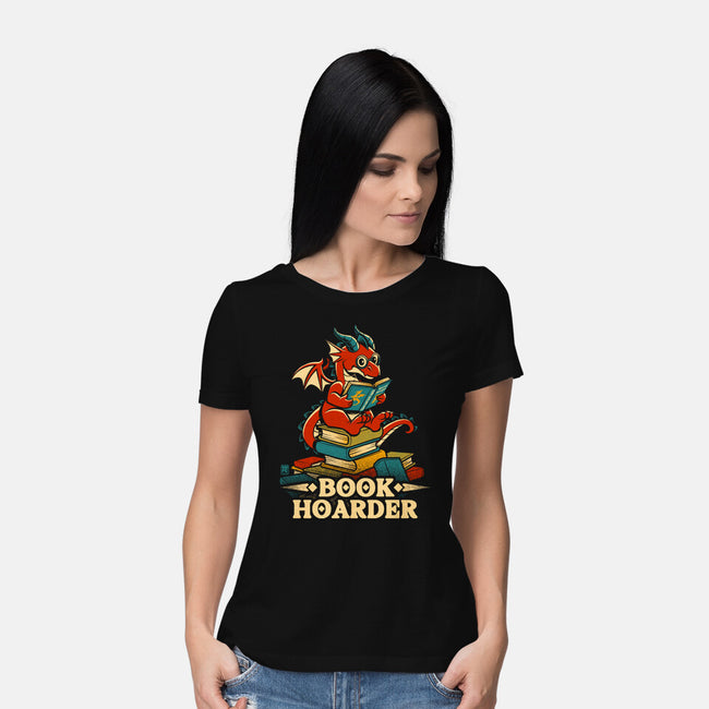 Book Hoarder Dragon-Womens-Basic-Tee-worlddominationforcats