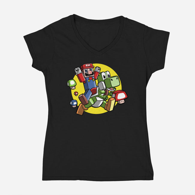 Dino Jockey-Womens-V-Neck-Tee-zascanauta