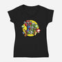 Dino Jockey-Womens-V-Neck-Tee-zascanauta