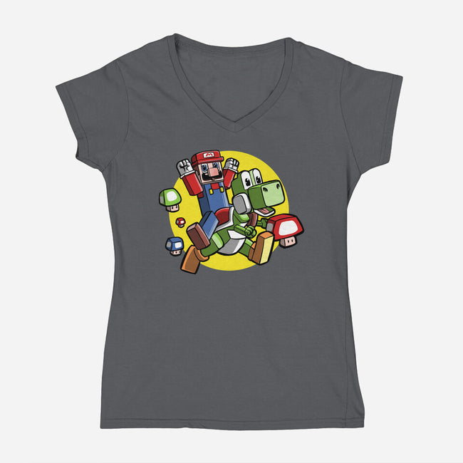Dino Jockey-Womens-V-Neck-Tee-zascanauta
