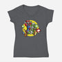 Dino Jockey-Womens-V-Neck-Tee-zascanauta