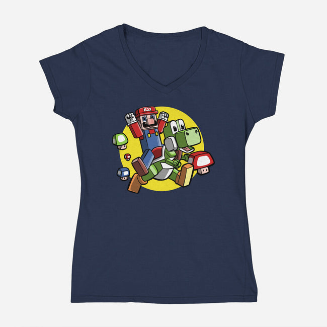 Dino Jockey-Womens-V-Neck-Tee-zascanauta