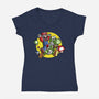 Dino Jockey-Womens-V-Neck-Tee-zascanauta