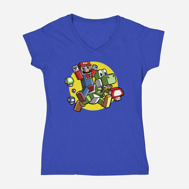 Dino Jockey-Womens-V-Neck-Tee-zascanauta