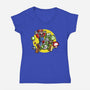 Dino Jockey-Womens-V-Neck-Tee-zascanauta