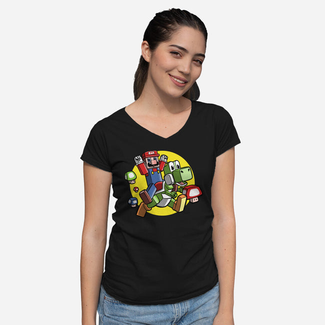Dino Jockey-Womens-V-Neck-Tee-zascanauta