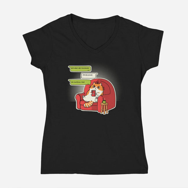 Relax At Home-Womens-V-Neck-Tee-Freecheese