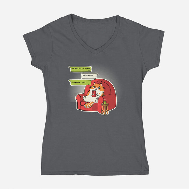 Relax At Home-Womens-V-Neck-Tee-Freecheese