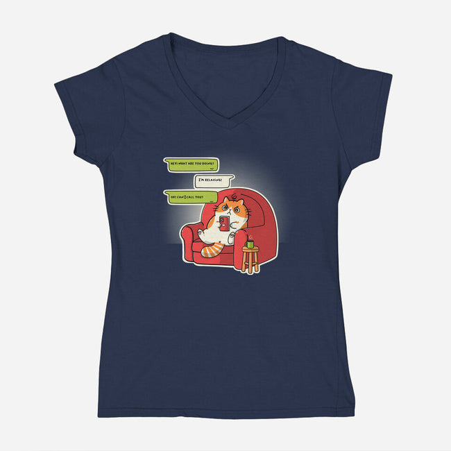 Relax At Home-Womens-V-Neck-Tee-Freecheese