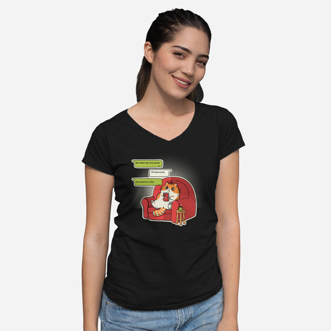 Relax At Home-Womens-V-Neck-Tee-Freecheese