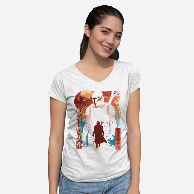 Lone Gunfighter-Womens-V-Neck-Tee-dandingeroz