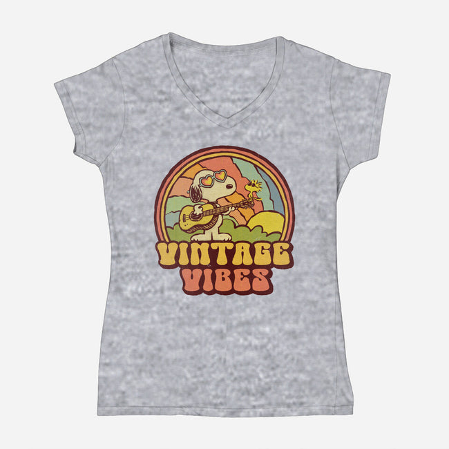 Vintage Beagle-Womens-V-Neck-Tee-kg07