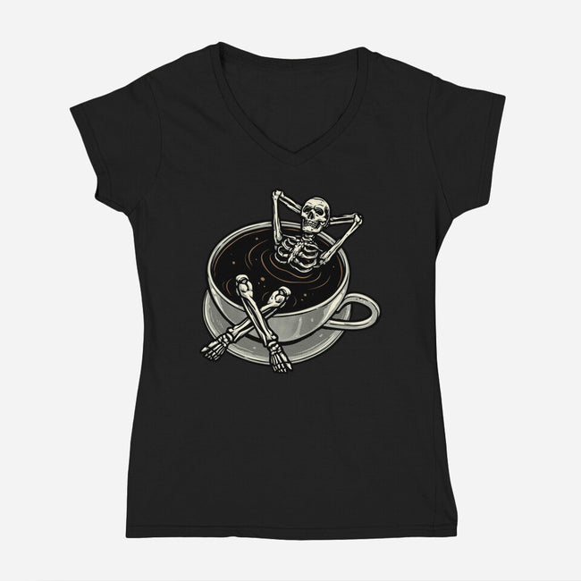 Coffee And Chill Vibes-Womens-V-Neck-Tee-momma_gorilla