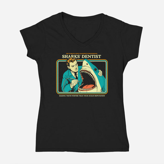 Sharks Dentist-Womens-V-Neck-Tee-Eoli Studio