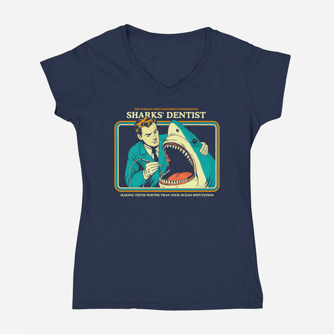 Sharks Dentist-Womens-V-Neck-Tee-Eoli Studio