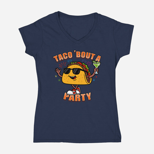 Taco Bout A Party-Womens-V-Neck-Tee-Boggs Nicolas